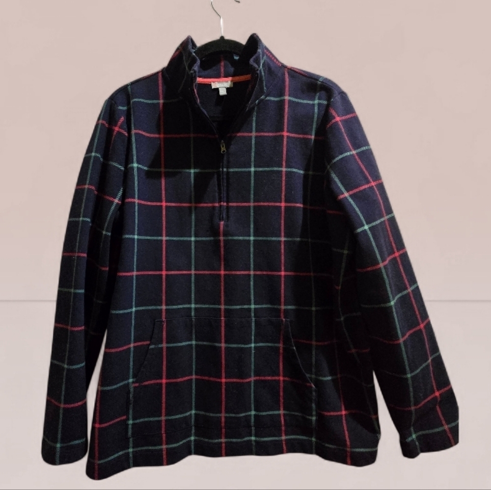 Talbots Navy Plaid Jacket with Red and Green Accents